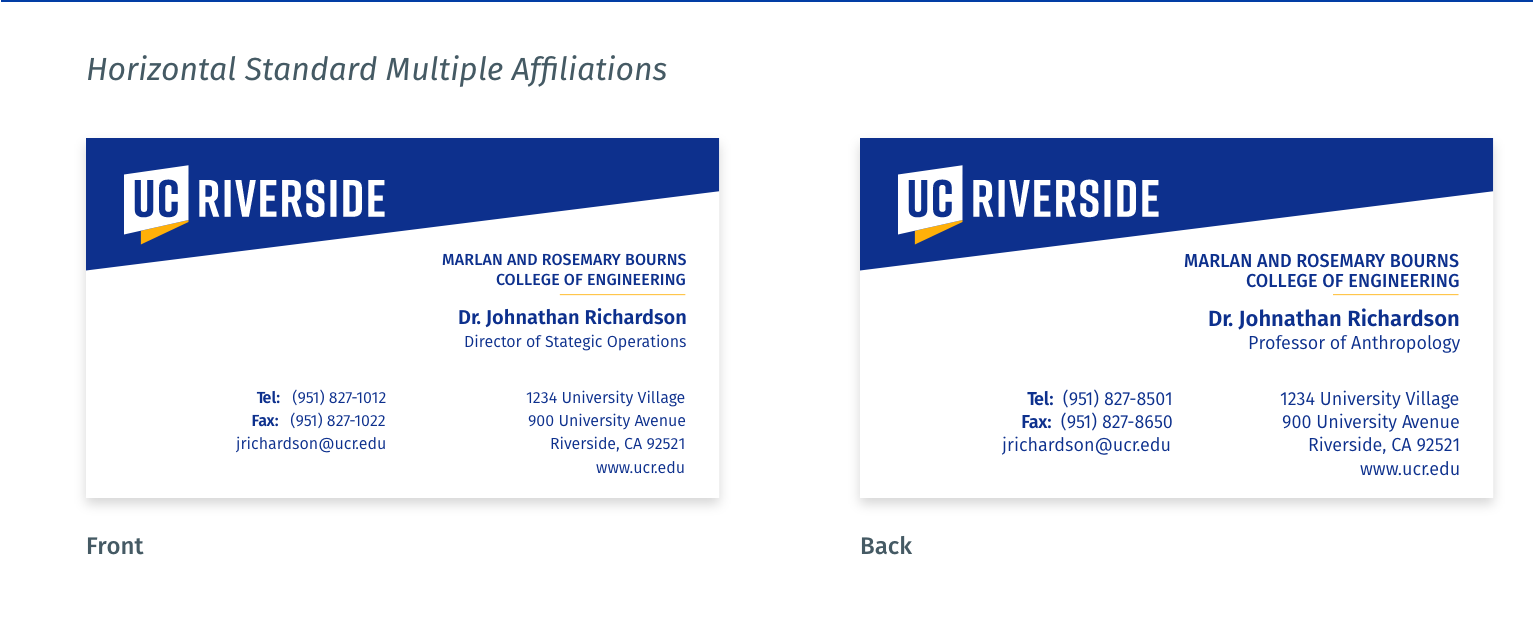 Business Cards Multiple Affiliations