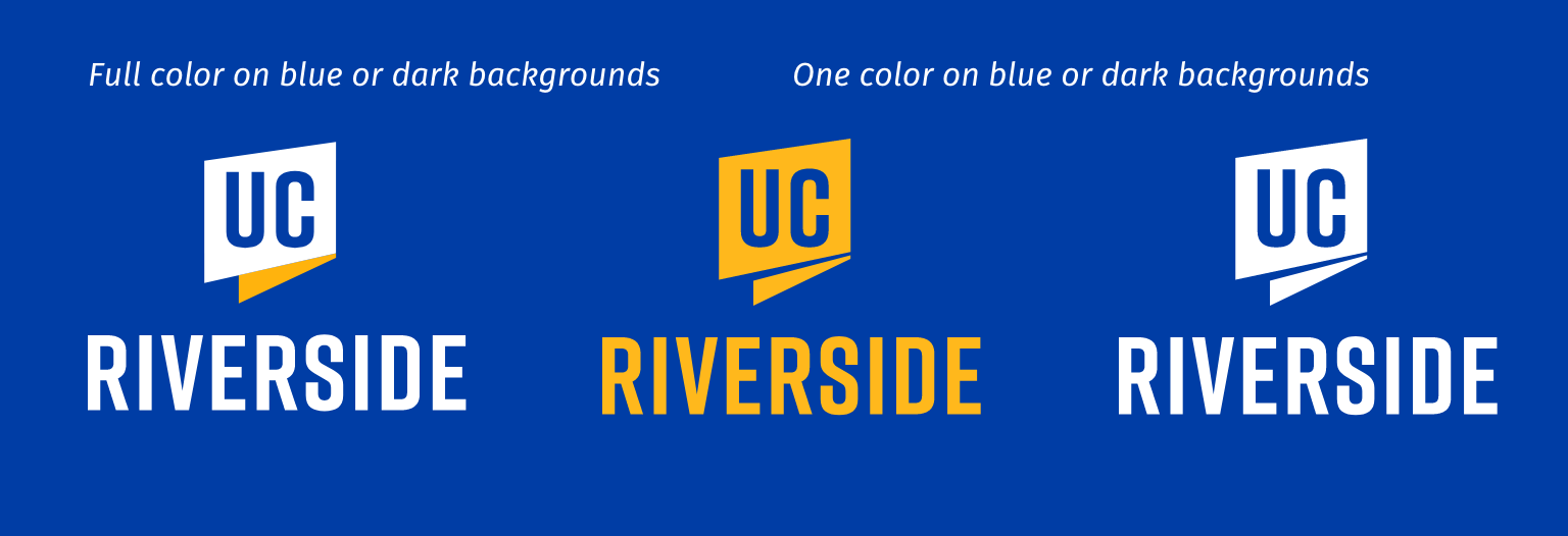 UCR Logo Vertical Option over Blue Background