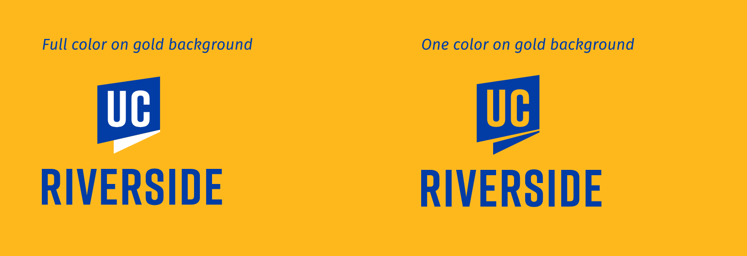 UCR Logo Vertical Option over Yellow Background