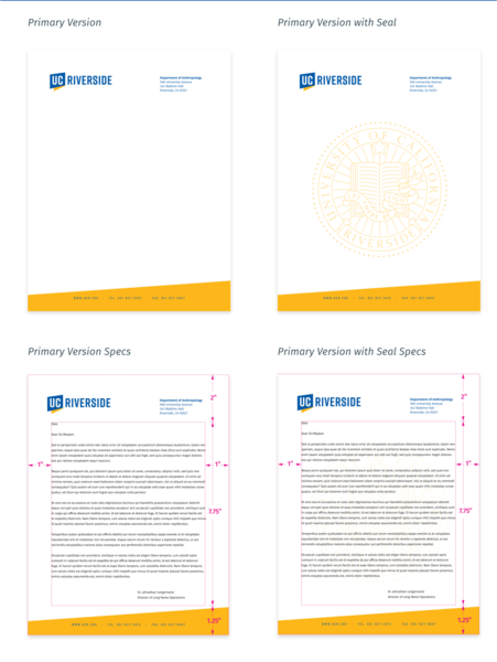 Stationery Letterhead Primary Options Specs