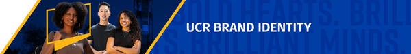 UCR Brand Identity. Three students smiling. Bell Tower in the background.