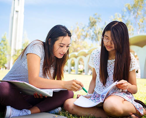 girls studying