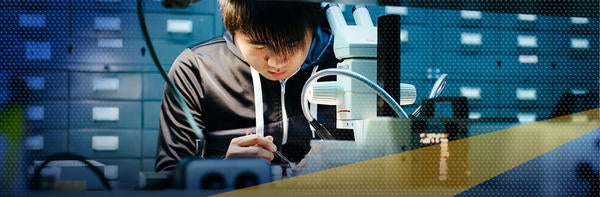Student at the lab