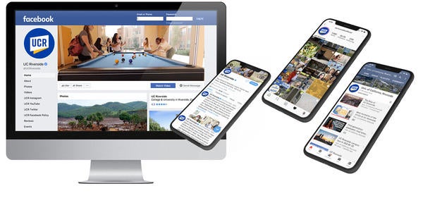 UC Riverside Social Media in multiple devices