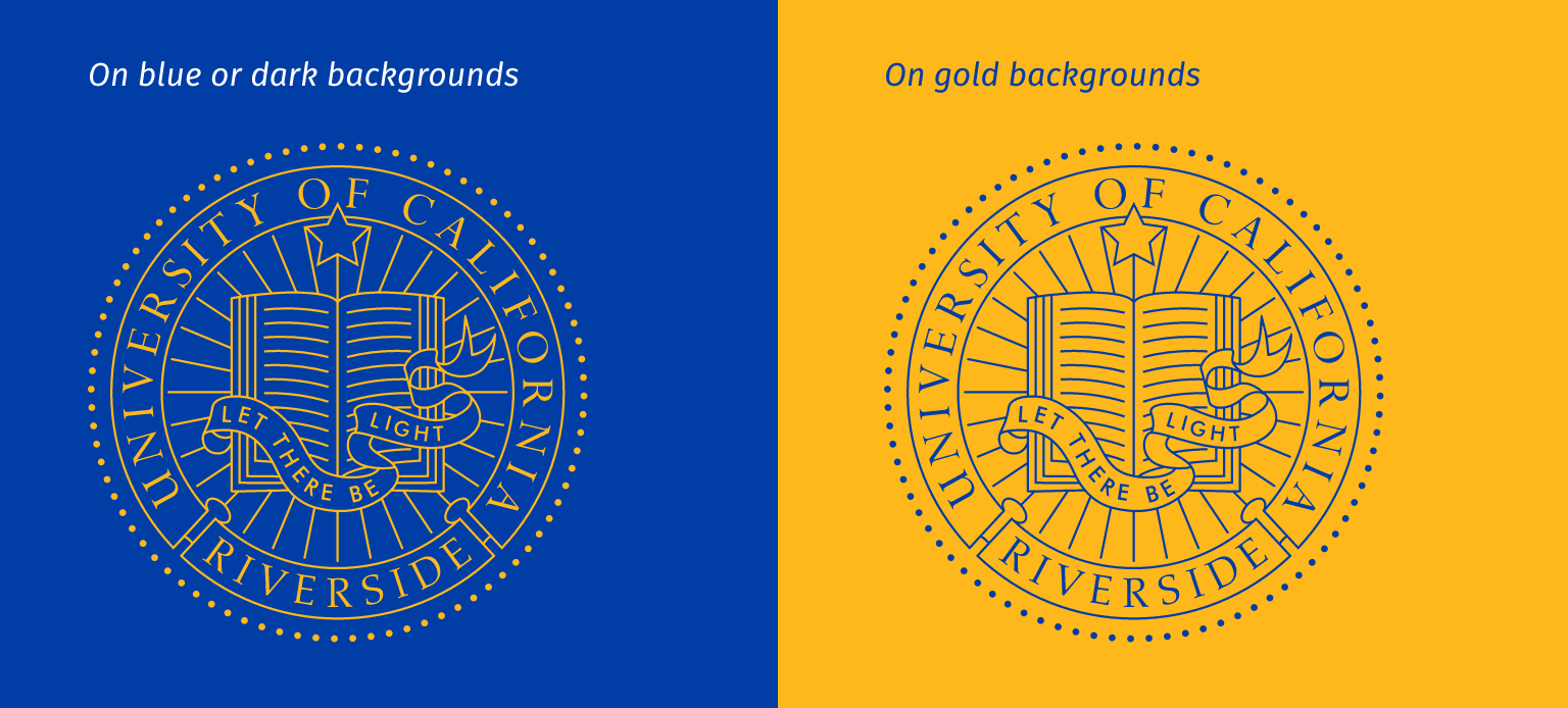 UCR Seal over Blue and Yellow Background