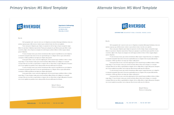 Ucr Letterhead Word Template Primary Brand Identity